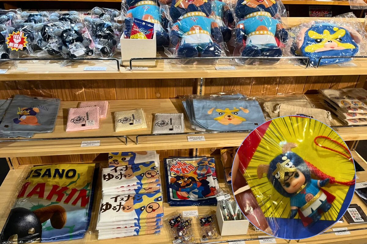 イヌナキングッズ（ぬいぐるみやタオルなど）のアップ画像