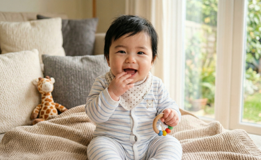 にっこり笑う赤ちゃんのイメージ画像